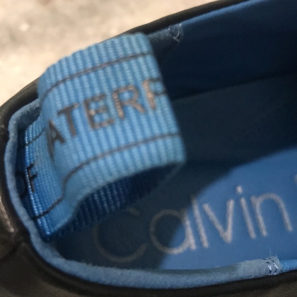 Calvin Klein Leather Shoes Mens 13 Black Waterproof Winslet Loafers Foam Insole - Picture 8 of 10